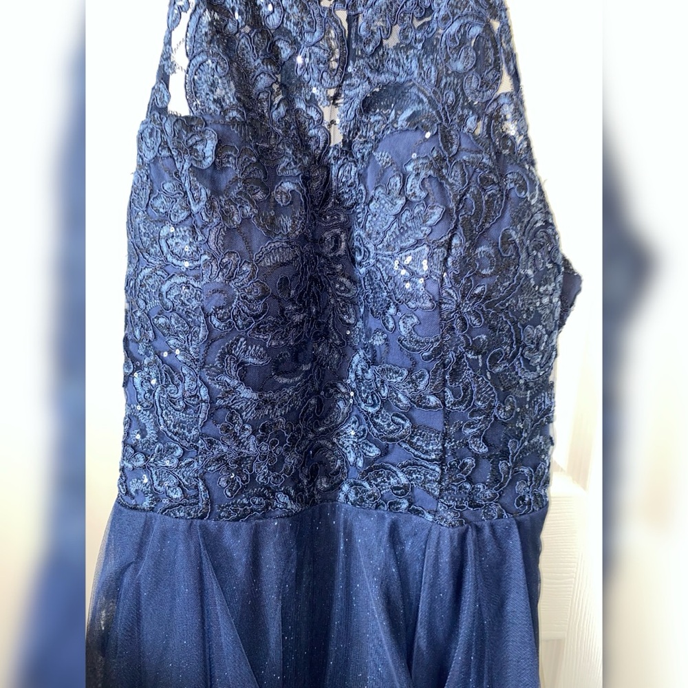 Dark Blue Sparkly and Glittery Prom Dress - Picture 3 of 3
